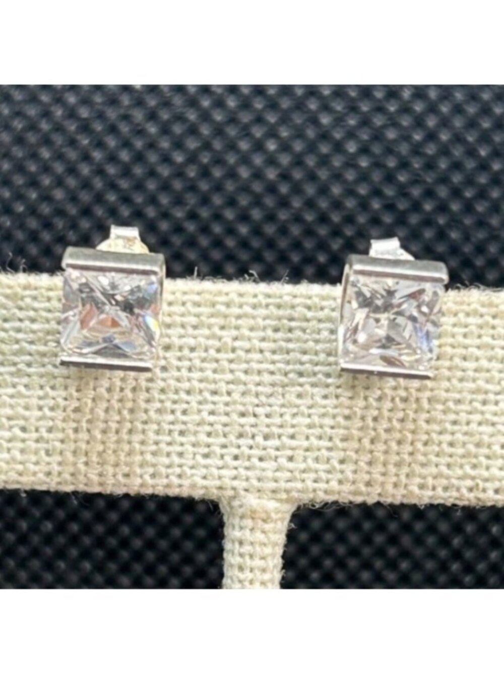 Radiant Cut Cubic Zirconia & Sterling Silver 925 Stud Earrings Butterfly Closure